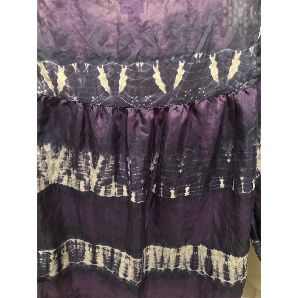 Calypso St. Barth Women’s 100% Silk 3/4 Sleeve Tunic Top Blue & Purple XS - Picture 5 of 5